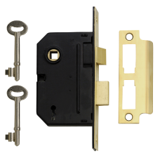 YALE PM320 3 Lever Sashlock 64mm Keyed To Differ  - Polished Brass