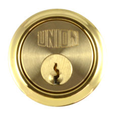 UNION 1X1 Rim Cylinder PB Keyed To Differ  - Polished Lacquered Brass