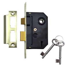 UNION 2295 2 Lever Sashlock 64mm Keyed To Differ  - Polished Brass