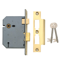 UNION 2277 3 Lever Sashlock 75mm Keyed To Differ  - Polished Lacquered Brass