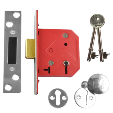 UNION 2101 5 Lever Deadlock 64mm Keyed To Differ  - Satin Chrome