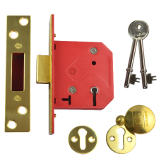 UNION 2101 5 Lever Deadlock 64mm Keyed To Differ  - Polished Lacquered Brass