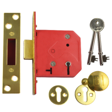 UNION 2101 5 Lever Deadlock 75mm Keyed To Differ  - Polished Lacquered Brass