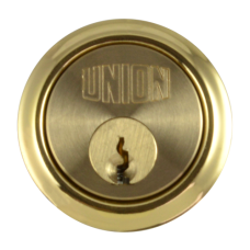 UNION 1X1 Rim Cylinder PL Keyed To Differ  - Polished Lacquered Brass