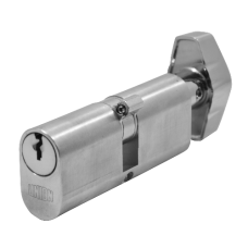 UNION 2X13 Oval Key & Turn Cylinder 74mm 37/T37 32/10/T32 Keyed To Differ  - Satin Chrome