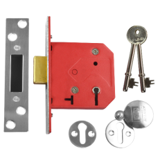 UNION 2101 5 Lever Deadlock 75mm Keyed To Differ  - Satin Chrome