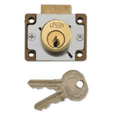 UNION 4147 Cylinder Cupboard / Drawer Lock 44mm Keyed To Differ  - Polished Lacquered Brass