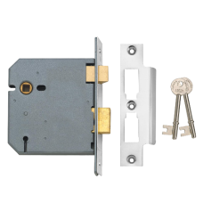 UNION 2277 3 Lever Sashlock 100mm Keyed To Differ  - Satin Chrome