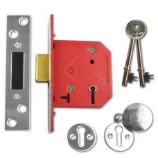 UNION 2101 5 Lever Deadlock 64mm Keyed Alike  - Satin Chrome