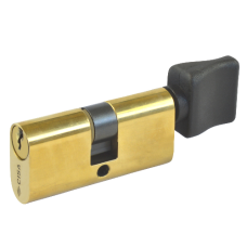 CISA C2000 Small Oval Key & Turn Cylinder 55mm 27.5/T27.5 22.5/10/T22.5 Keyed To Differ  - Polished Brass