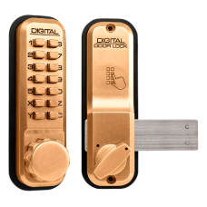 LOCKEY 2200 Series Digital Lock With Rim Dead Bolt  - Polished Brass