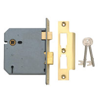 UNION 2277 3 Lever Sashlock 100mm Keyed To Differ  - Polished Lacquered Brass