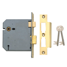 UNION 2277 3 Lever Sashlock 100mm Keyed To Differ  - Polished Lacquered Brass