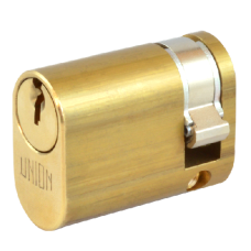 UNION 2x8 Oval Half Cylinder To Suit 2332 Oval Profile Nightlatches 40mm 30/10 MK `HLJG` PB - Satin Chrome