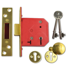 UNION 2101 5 Lever Deadlock 75mm Keyed Alike  - Polished Lacquered Brass