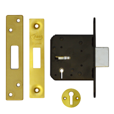 ASEC 3 Lever Deadlock 76mm Keyed To Differ  - Polished Brass