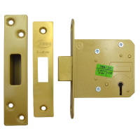 ASEC 5 Lever Deadlock 76mm Keyed To Differ  - Polished Brass