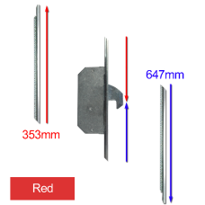 ASEC Modular Repair Lock Locking Point Extensions (UPVC Door) - 2 Hook Red Supplied With Keeps