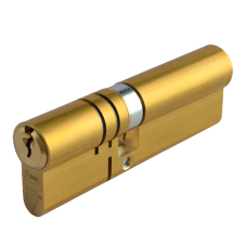 ASEC Kite Elite 3 Star Snap Resistant Double Euro Cylinder 90mm 35Ext/55 30/10/50 Keyed To Differ  - Satin Brass