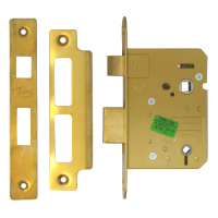 ASEC Mortice Bathroom Lock 76mm  - Polished Brass