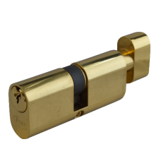 ASEC 6-Pin Oval Key & Turn Cylinder 70mm 35/T35 30/10/T30 Keyed To Differ  - Polished Brass