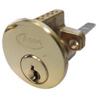 ASEC 6-Pin Rim Cylinder  Keyed To Differ  - Polished Brass