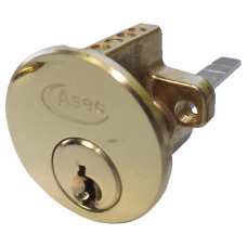 ASEC 6-Pin Rim Cylinder  Keyed To Differ  - Polished Brass