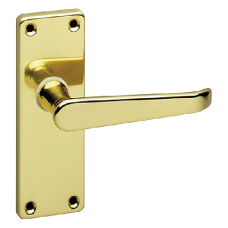 ASEC URBAN Classic Victorian Short Latch Lever on Plate Door Furniture  - Polished Brass