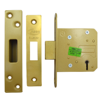 ASEC 5 Lever Deadlock 64mm Keyed To Differ  - Polished Brass