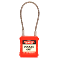 ASEC Safety Lockout Tagout Padlock with Wire Shackle 42mm Width