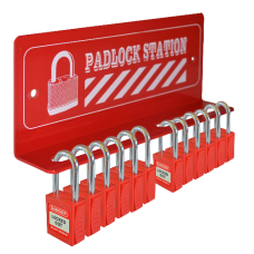 ASEC 12 Padlock Mini Lockout Tagout Station 12 Lock - Red