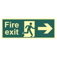 ASEC Photoluminescent Fire Exit Arrow Direction Sign 400mm x 150mm Right - Green & White - Photoluminescent