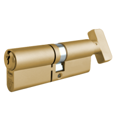 ASEC Kite Elite 3 Star Snap Resistant Euro Key & Turn Cylinder 100mm 50Ext/T50 45/10/45T Keyed To Differ  - Satin Brass