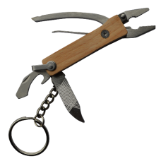 ASEC Mini Multipurpose Pliers Key Ring 6 Per Card - Silver & Wood