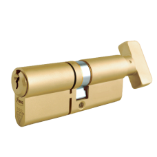 ASEC Kite Elite 3 Star Snap Resistant Euro Key & Turn Cylinder 90mm 45Ext/T45 40/10/40T Keyed To Differ  - Satin Brass