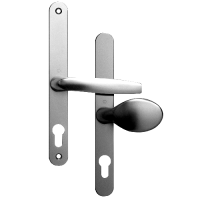 ASEC 68mm Lever Pad UPVC Door Furniture With Snib  - Polished Silver