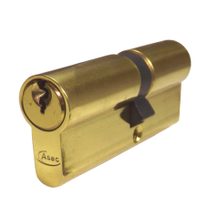 ASEC 5-Pin Euro Double Cylinder 70mm 35/35 30/10/30 Keyed To Differ  - Polished Brass