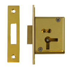 ASEC 50mm 2 Lever Cupboard Lock Left Hand - Satin Brass