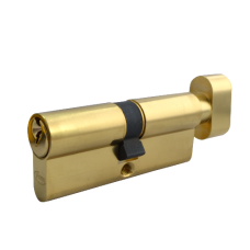 ASEC 5-Pin Euro Key & Turn Cylinder 80mm 40/T40 35/10/T35 Keyed To Differ  - Polished Brass