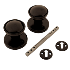 ASEC Plastic Rim Mortice Knob Set 48mm Black