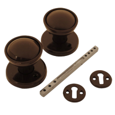 ASEC Plastic Rim Mortice Knob Set 48mm Brown