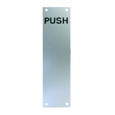 ASEC Push Pull Screen Printed Finger Plate75mm Width x 1.2mm Depth (SAA) PUSH 300mm Height - Satin Anodised Aluminium