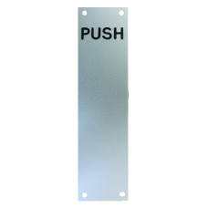 ASEC Push Pull Screen Printed Finger Plate75mm Width x 1.2mm Depth (SAA) PUSH 350mm Height - Satin Anodised Aluminium