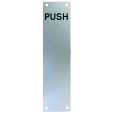 ASEC Push Pull Screen Printed Finger Plate75mm Width x 1.2mm Depth (SAA) PUSH 375mm Height - Satin Anodised Aluminium