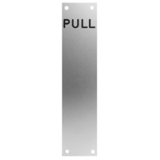 ASEC Push Pull Screen Printed Finger Plate75mm Width x 1.2mm Depth (SAA) PULL 375mm Height - Satin Anodised Aluminium