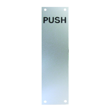 ASEC Push Pull Screen Printed Finger Plate75mm Width x 1.2mm Depth (SSS) PUSH 300mm Height - Satin Stainless Steel