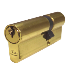 ASEC 5-Pin Euro Double Cylinder 80mm 30/50 25/10/45 Keyed To Differ  - Polished Brass