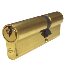 ASEC 5-Pin Euro Double Cylinder 100mm 40/60 35/10/55 Keyed To Differ  - Polished Brass