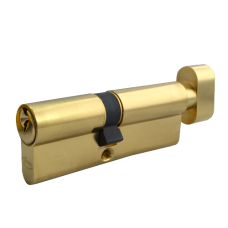 ASEC 5-Pin Euro Key & Turn Cylinder 100mm 40/T60 35/10/T55 Keyed To Differ  - Polished Brass