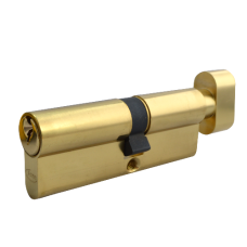 ASEC 5-Pin Euro Key & Turn Cylinder 100mm 60/T40 55/10/T35 Keyed To Differ  - Polished Brass